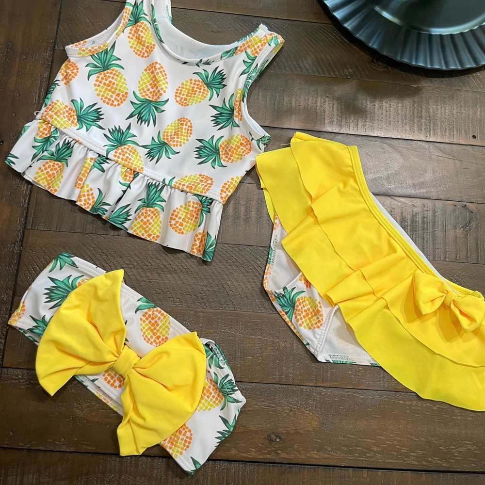 Toddler 3-piece Pineapple Bikini / Tankini set 🍍